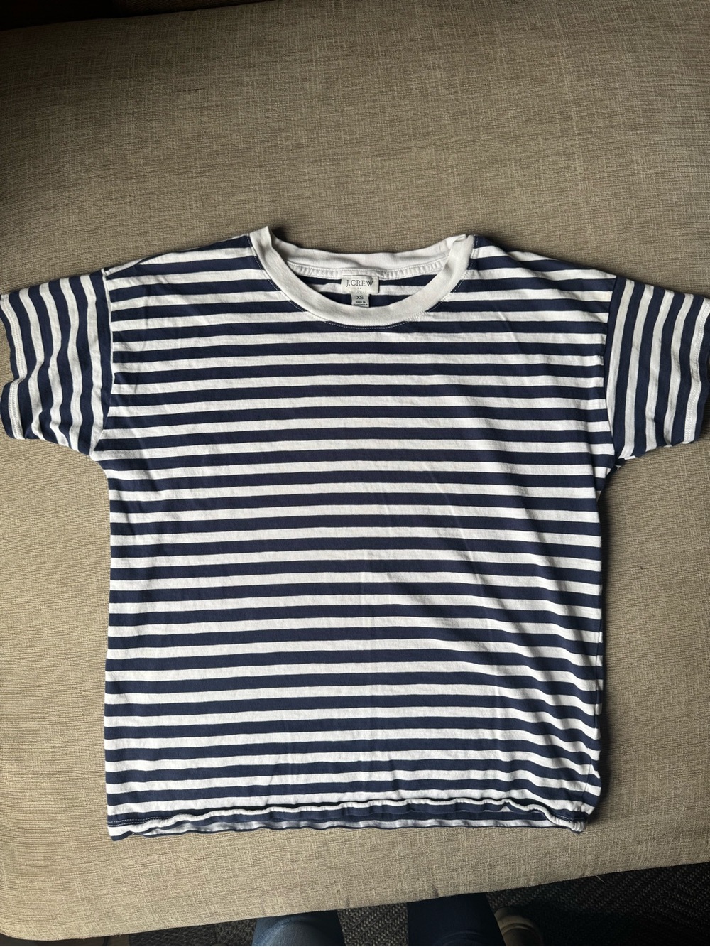 J. Crew Navy and White Striped Short Sleeve Tee